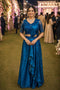Teal Real Premium Fandy Satin Party Wear Saree With Blouse - Front View | Samyak Fashion