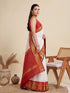White Banarasi Soft Silk Elegant Party Wear Saree Collection With Blouse - Back View | Samyak Fashion