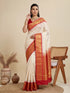 White Banarasi Soft Silk Party Wear Saree With Blouse - Back View | Samyak Fashion