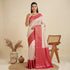 White Banarasi Soft Silk Party Wear Saree With Blouse - Back View | Samyak Fashion