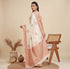 White Banarasi Soft Silk Party Wear Saree With Blouse - Side View | Samyak Fashion
