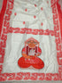 White Banarasi Soft Silk Party Wear Saree With Blouse - Detail View | Samyak Fashion