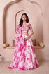 White Chiffon Arty Lehenga Choli - Front View | Samyak Fashion
