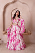 White Chiffon Arty Lehenga Choli - Side View | Samyak Fashion