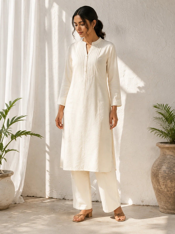 White Cotton Top Bottom - Front View | Samyak Fashion
