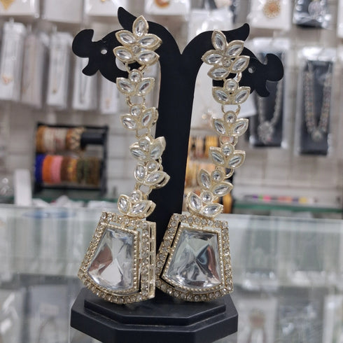 White Earrings - Back View | Samyak Fashion