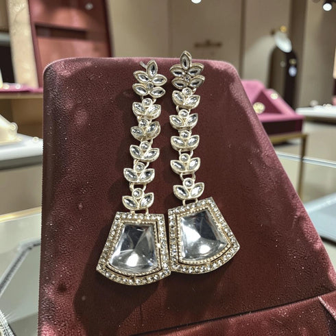 White Earrings - Side View | Samyak Fashion