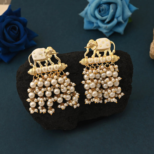 White Earrings - Front View | Samyak Fashion