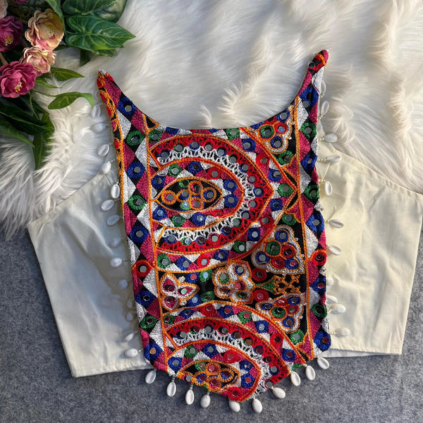 White Heavy Soft Cotton Blouse - Front View | Samyak Fashion