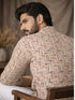 White Linen Mens Short Kurta - Back View | Samyak Fashion