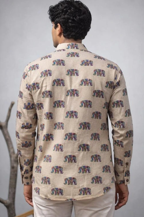 White Linen Mens Short Kurta - Back View | Samyak Fashion