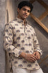 White Linen Mens Short Kurta - Side View | Samyak Fashion