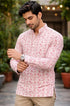 White Linen Mens Short Kurta - Side View | Samyak Fashion