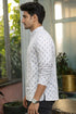 White Linen Mens Short Kurta - Side View | Samyak Fashion