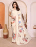 White Manipuri Silk Elegant Party Wear Saree Collection With Blouse - Back View | Samyak Fashion