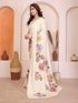 White Manipuri Silk Elegant Party Wear Saree Collection With Blouse - Side View | Samyak Fashion