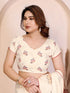 White Manipuri Silk Elegant Party Wear Saree Collection With Blouse - Full View | Samyak Fashion
