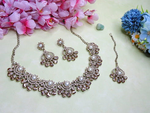 White Necklace - Side View | Samyak Fashion