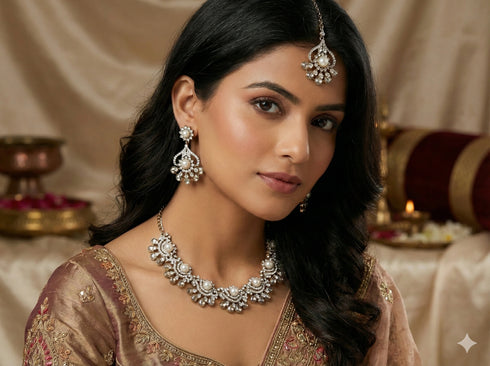 White Necklace - Front View | Samyak Fashion