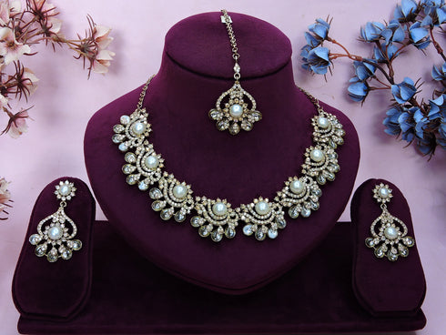 White Necklace - Back View | Samyak Fashion