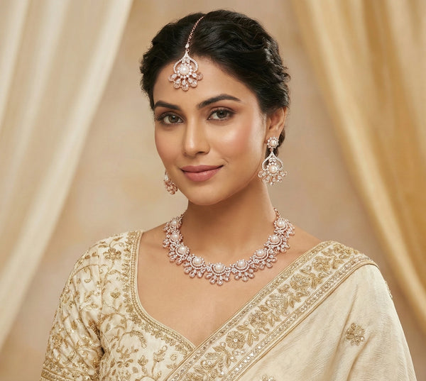 White Necklace - Front View | Samyak Fashion