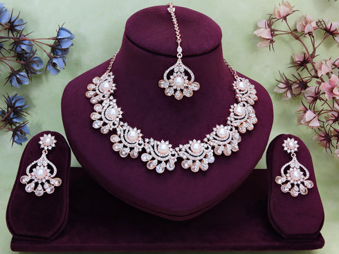 White Necklace - Back View | Samyak Fashion
