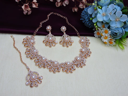 White Necklace - Side View | Samyak Fashion