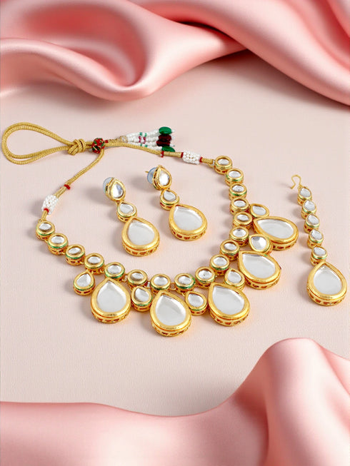 White Necklace Set - Detail View | Samyak Fashion
