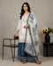 White Pure Gmy Silk Elegant Salwar Suit - Front View | Samyak Fashion