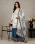 White Pure Gmy Silk Elegant Salwar Suit - Front View | Samyak Fashion