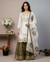 White Pure Gmy Silk Elegant Salwar Suit - Front View | Samyak Fashion