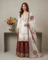 White Pure Gmy Silk Elegant Salwar Suit - Front View | Samyak Fashion