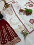 White Pure Gmy Silk Elegant Salwar Suit - Detail View | Samyak Fashion