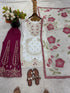 White Pure Gmy Silk Elegant Salwar Suit - Detail View | Samyak Fashion