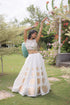 White Roman Silk Lahenga Choli - Side View | Samyak Fashion