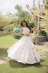 White Roman Silk Lahenga Choli - Close-up View | Samyak Fashion