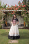 White Roman Silk Lehenga Choli - Front View | Samyak Fashion