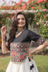 White Roman Silk Lehenga Choli - Side View | Samyak Fashion