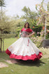 White Roman Silk Lehenga Choli - Detail View | Samyak Fashion