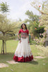 White Roman Silk Lehenga Choli - Close-up View | Samyak Fashion