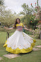White Roman Silk Lehenga Choli - Front View | Samyak Fashion