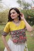 White Roman Silk Lehenga Choli - Side View | Samyak Fashion