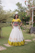White Roman Silk Lehenga Choli - Close-up View | Samyak Fashion
