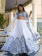 White Satin Lehenga Choli - Front View | Samyak Fashion