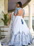 White Satin Lehenga Choli - Back View | Samyak Fashion