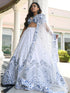 White Satin Lehenga Choli - Detail View | Samyak Fashion