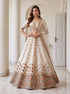 White Silk Lehenga Choli - Detail View | Samyak Fashion