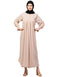 Chic Abaya with pleated chest and bell sleeves for a casual look In Color Blush Skin