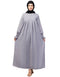 Trendy Smoking sleeve abaya with pleats at the chest for a stylish Sky Grey