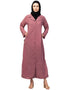 Muslim Abaya with coat collar and self-fabric buttons In the Shade of Mauve Pink